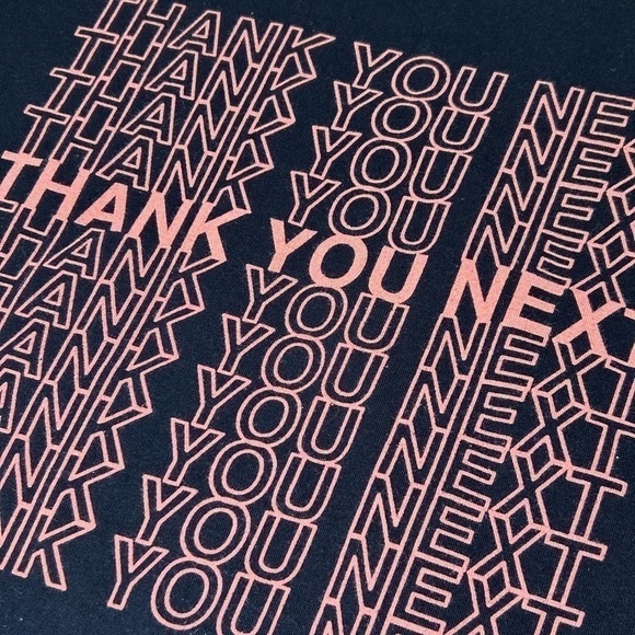 FASHION NOVA THANK YOU NEXT BLACK PINK CROP TOP T-SHIRT, SIZE S - Picture 3 of 5